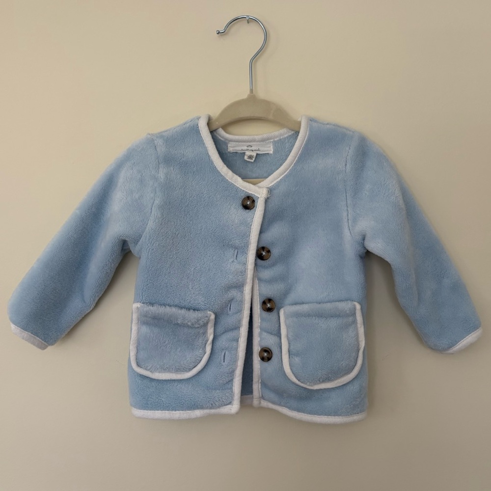 Starting Put Cozy Baby Blue Fleece Sweater Jacket - 6m